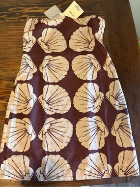 Sea Shell Print Strapless Skirt - Brown and Cream